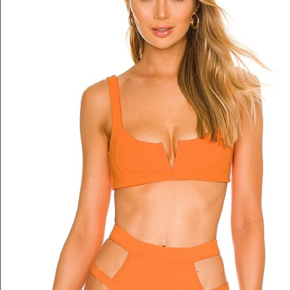 Lovers + Friends Aiken Orange Bikini Top NWT SM